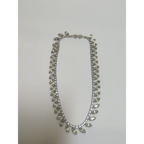 Signed ASTRA Vintage Costume Marquise Shaped Rhinestone Necklace - Picture 2 of 6